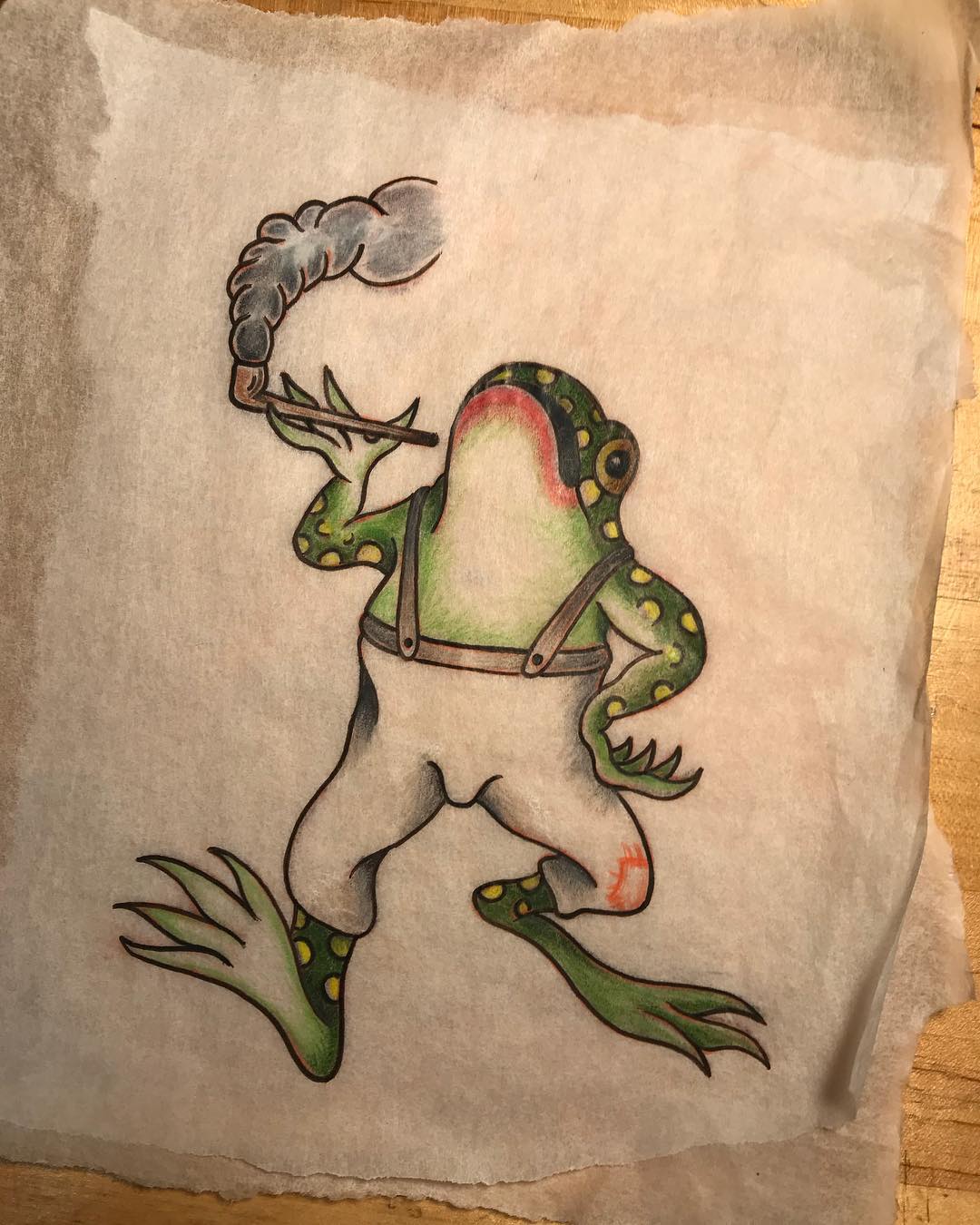 做美容的龙先生青蛙纹身手稿